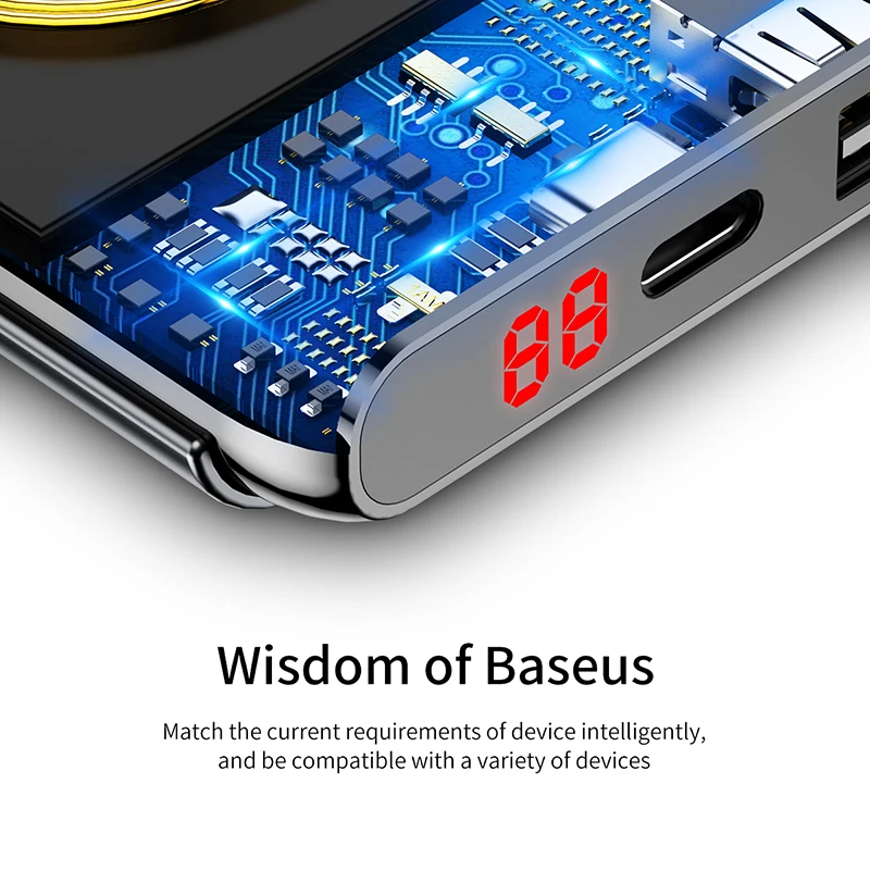 Baseus QI Wireless Charging Power Bank Charger For iPhone X 8 Xs Samsung S9 S8 Fast Charging QC3.0 PD Powerbank Wireless Charger