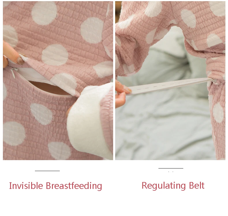 Для кормления для беременных пижамы корейские Зимние хлопок прослойки Костюм Пижама для беременных утолщение послеродовой грудного