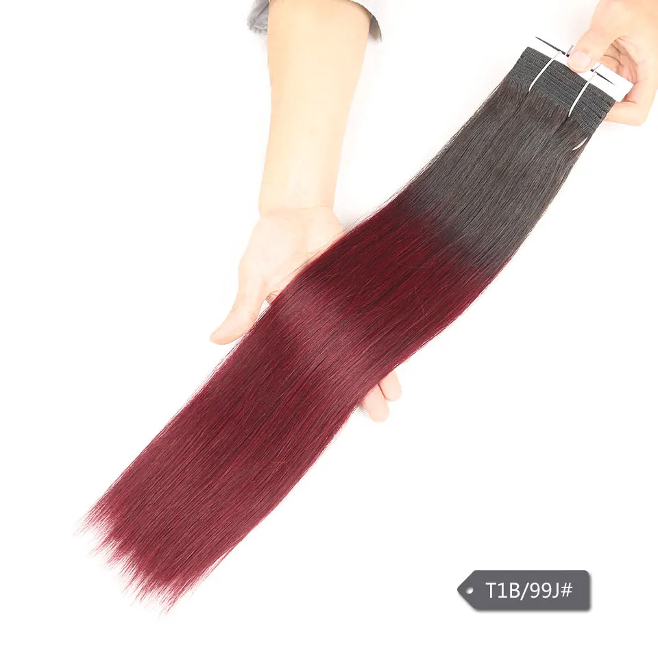  1 Piece Only Ombre Brazilian Yaki Straight Human Hair Bundles Deals Remy 2 Tone Ombre T1B 27 30 Red