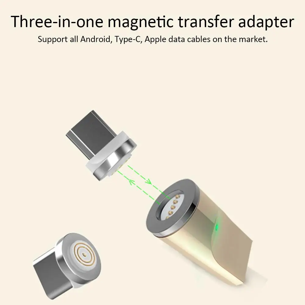 Магнитный адаптер 3а Быстрая зарядка Магнитный преобразователь 3в1 адаптер для IOS Android type-C Магнитная передача Micro USB разъем