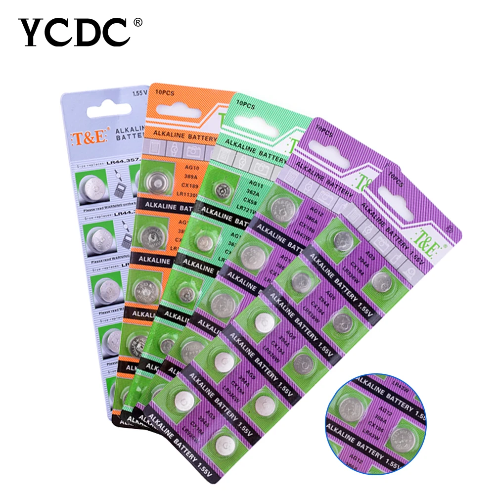 YCDC 20 шт. pilas акумуляторная батарея ag13 LR44 AG13 SR44SW AG8 AG9 AG10 AG11 AG12 1 5 V Батарея