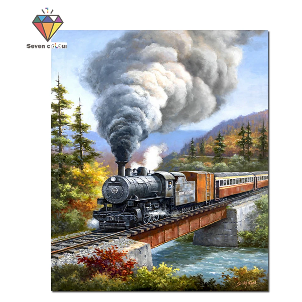 Cross Stitch Full Diamond Rhinestones Painting Home Decor diy 5d diamond painting train landscape Pattern Embroidery 3d | Дом и сад