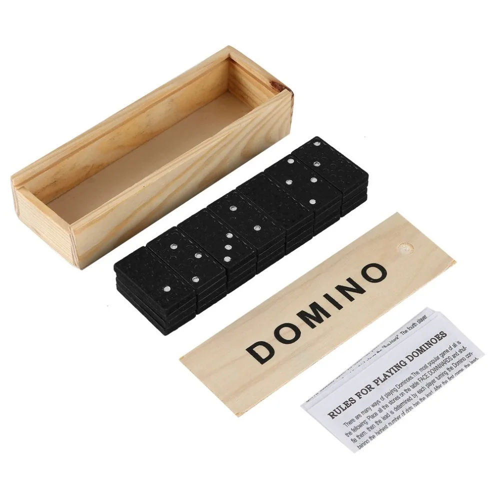 Набор домино-28 шт. домино плитка набор ручной работы классические номера настольная игра с Деревянный чехол для хранения