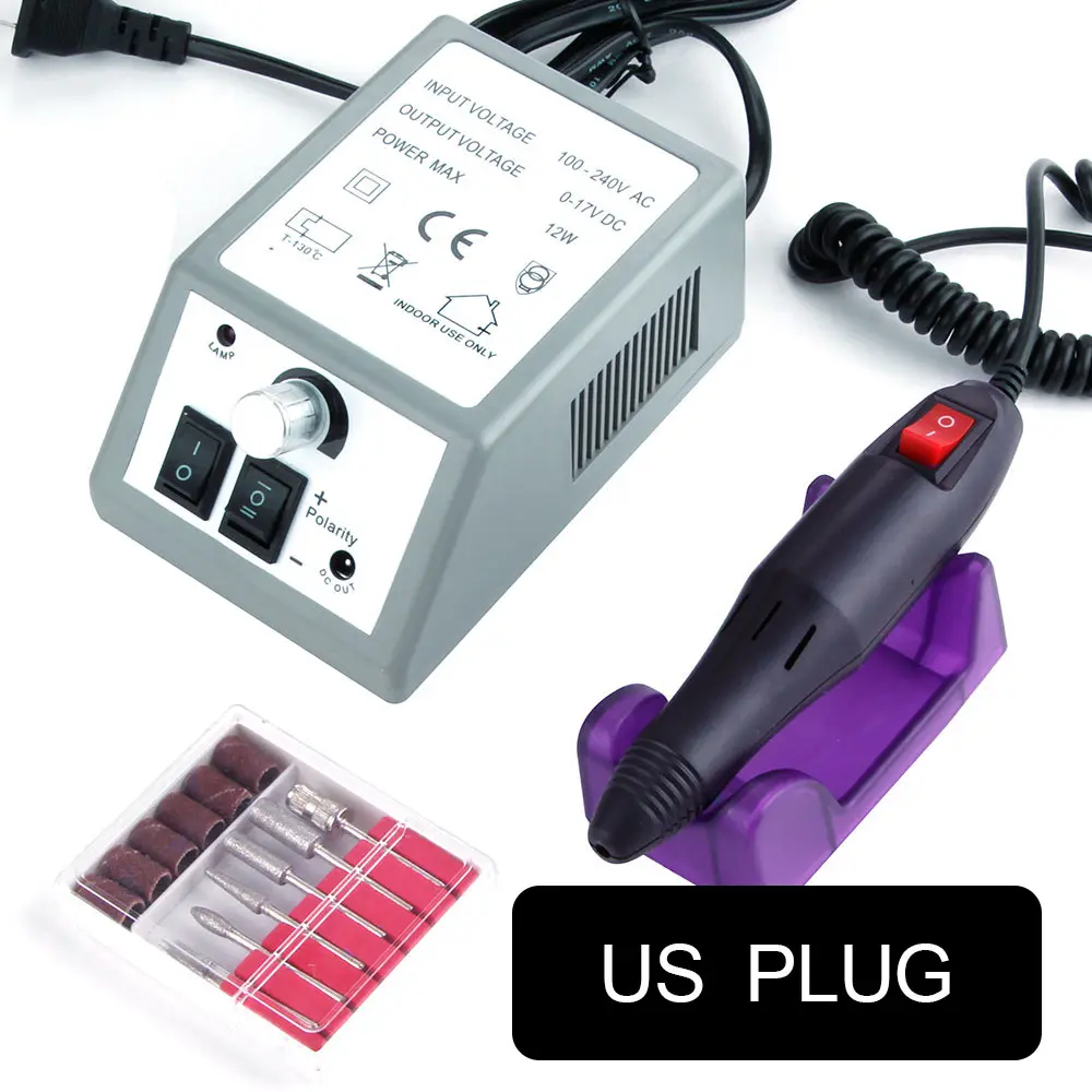 Дрель для ногтей, электрический аппарат для маникюра, гель для удаления кутикулы, фрезерные сверла, набор для педикюра, полировальный станок для ногтей - Цвет: grey us plug