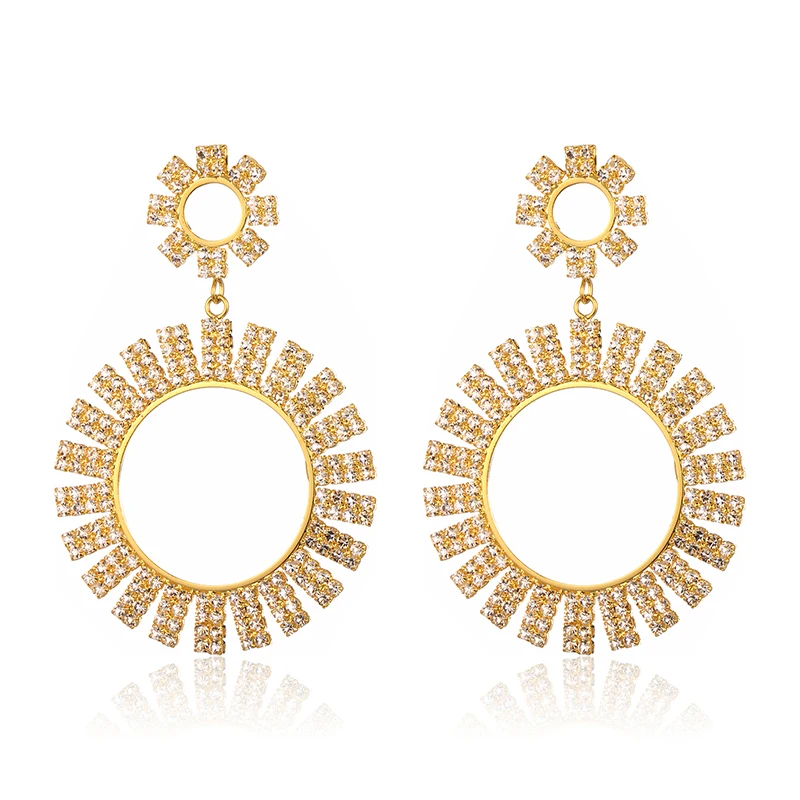 Simple Geometric Circle Dangle Earrings AAA Zircon Alloy Statement For Women Oorbellen Drop Earring Jewelry 2020 | Украшения и