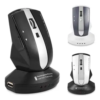 

VBESTLIFE 2.4GHz Rechargeable Wireless Optical Mouse Gaming Mice w/ Charging Dock Stand 3-Port USB Hub