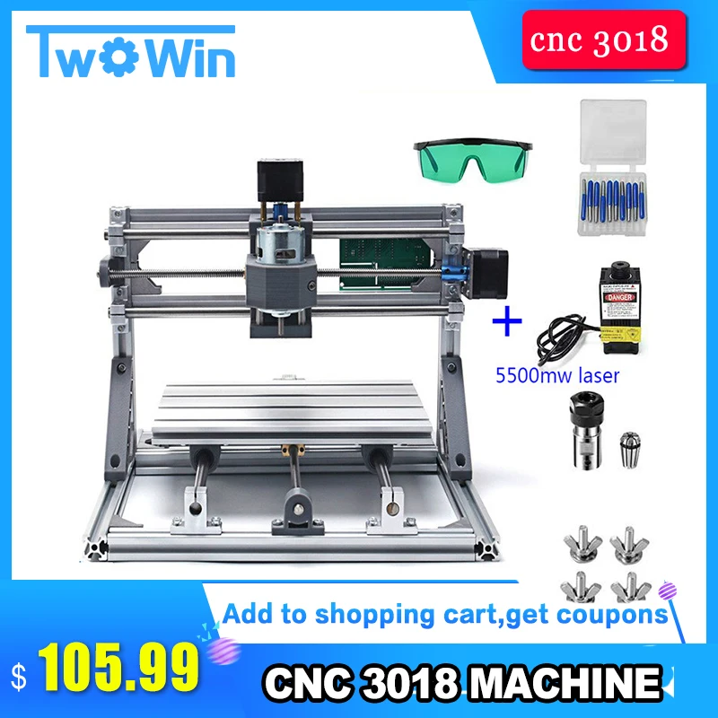 

CNC 3018 with ER11 Diy mini CNC Laser Engraving Machine 3 Axis Plastic Acrylic Pcb PVC Milling Machine Wood Router Kits