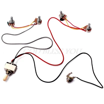 

1Set Wiring Harness 3 Way Toggle Switch 2V2T 500K Pots & Jack For Les Paul LP Guitar