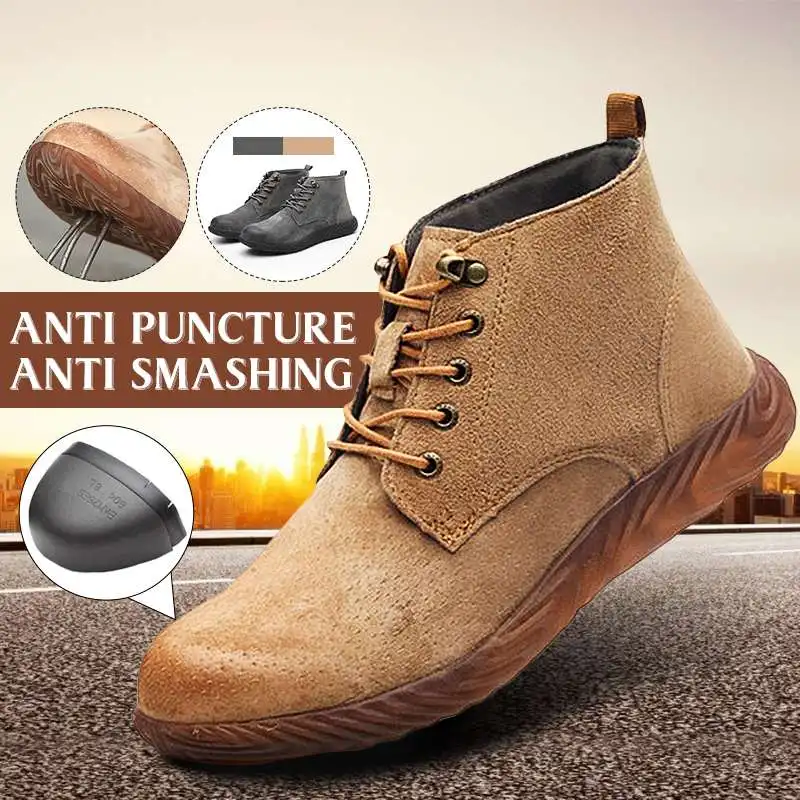 

Men's Nnti-mite Work Ankle Boots New Men's Safety Shoes Working Protective Gear Camping Hiking Outdoor Sports Work Running Shoes