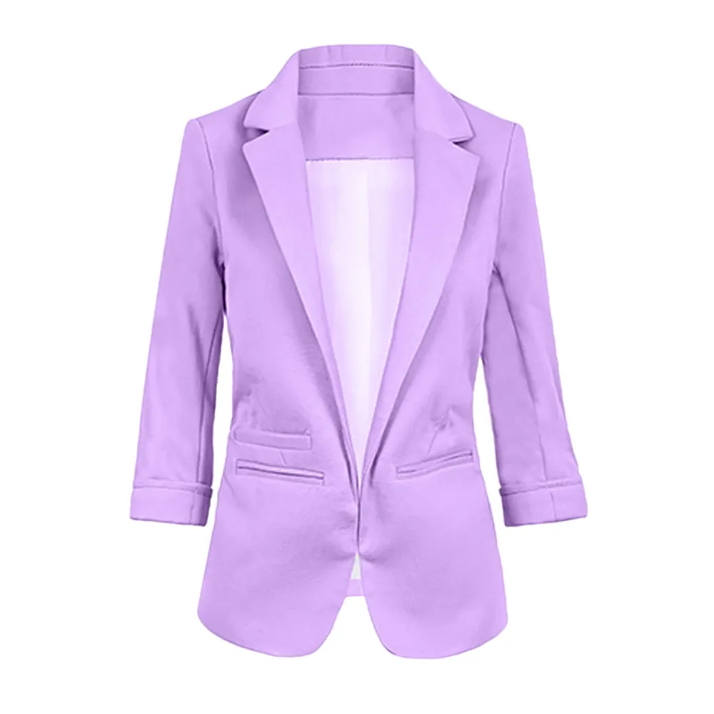 Модные весенние женские блейзеры куртки маленький шифоновый костюм куртка карамельного цвета длинный рукав тонкий костюм Кнопка женский