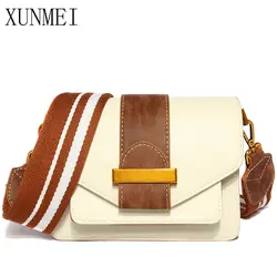 XUNMEI бренд Маленькая женская сумка на плечо широкие ремни английский стиль маленький лоскут сумки через плечо для женщин Высокое качество