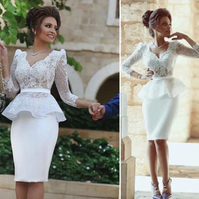 peplum wedding dress short