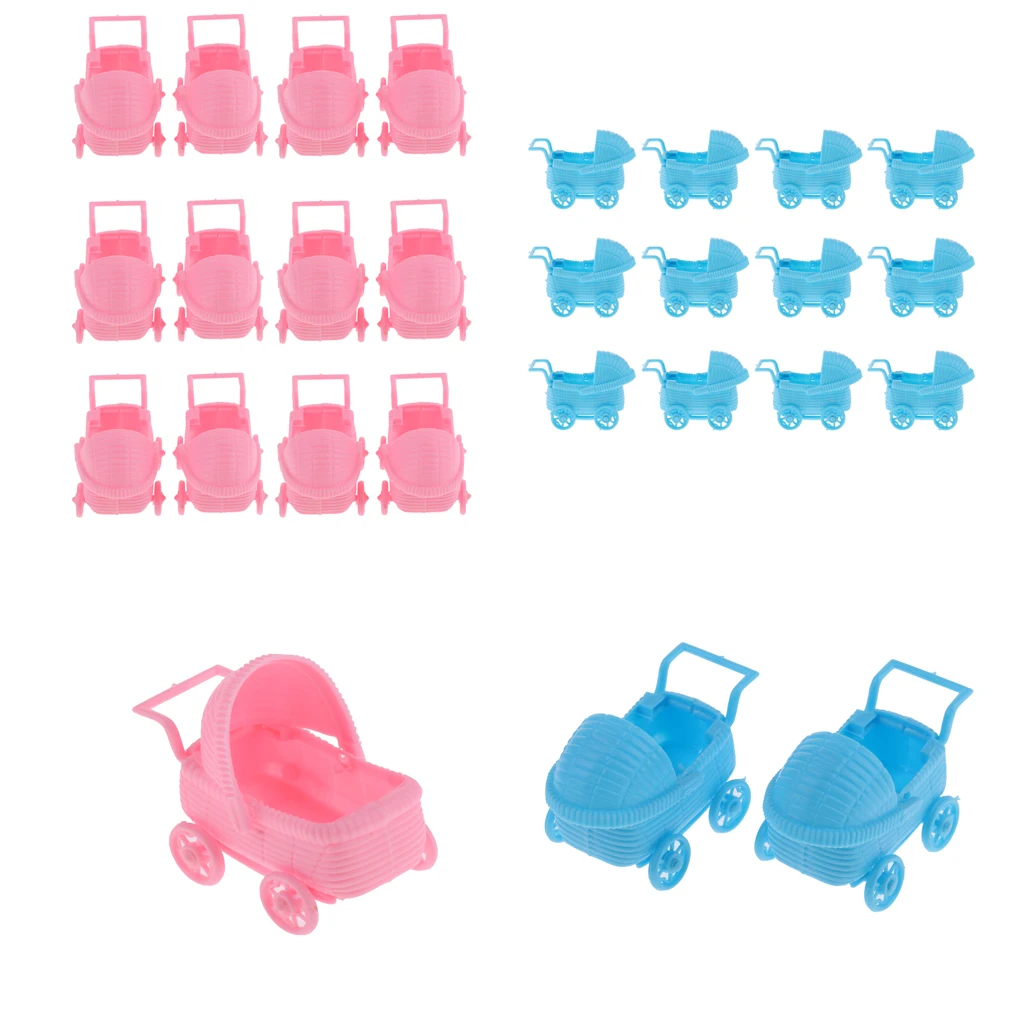 Pieces of 24 Cute Baby Carriage Baby Shower Birthday Party Favor Table Decorations Pink+Blue