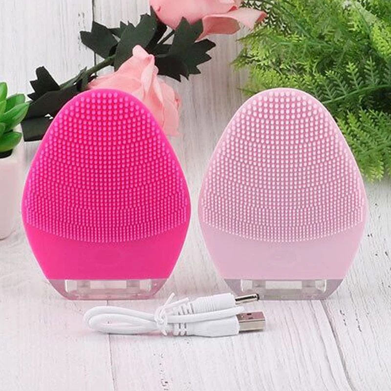 soft Ultrasonic electric silicone facial cleanser brush mini face washing device portable facial