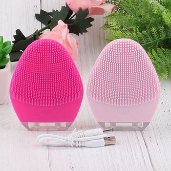 

soft Ultrasonic electric silicone facial cleanser brush mini face washing device portable facial cleaning massager face cleaner