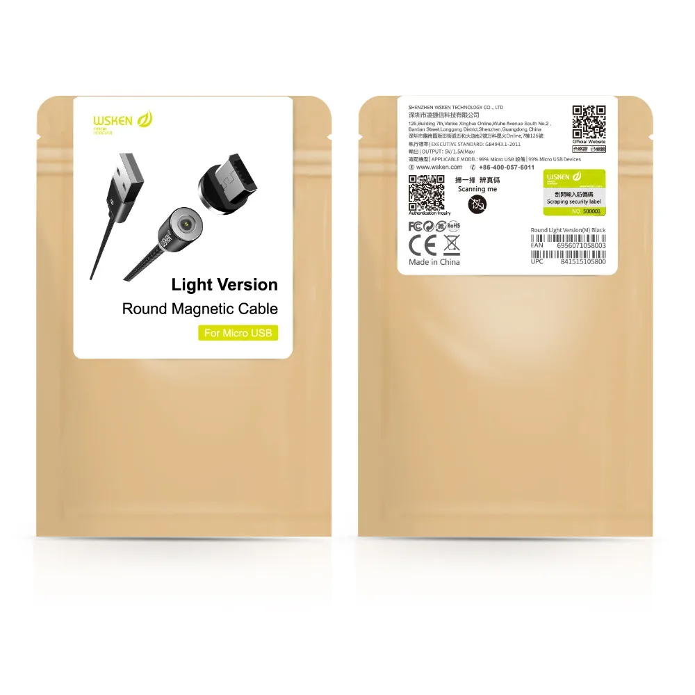 Магнитный кабель WSKEN micro USB type c для samsung galaxy a5 2017 S9 xiaomi redmi note5 forhuawei p20 lite iphone XR