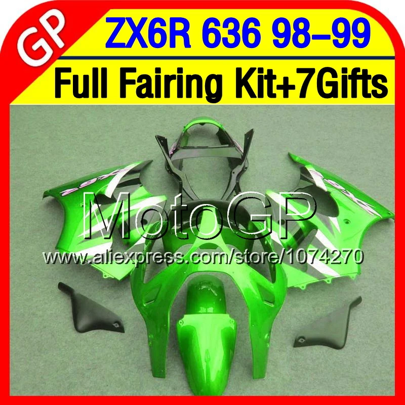 7 подарки Для зеленый черный KAWASAKI NINJA 98 99 ZX6R Обтекателя P6293 светло-зеленый ZX-636 ZX-6R ZX