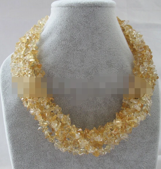 

bjc 0002985 Beautiful 18" 6row natural citrine chip necklace