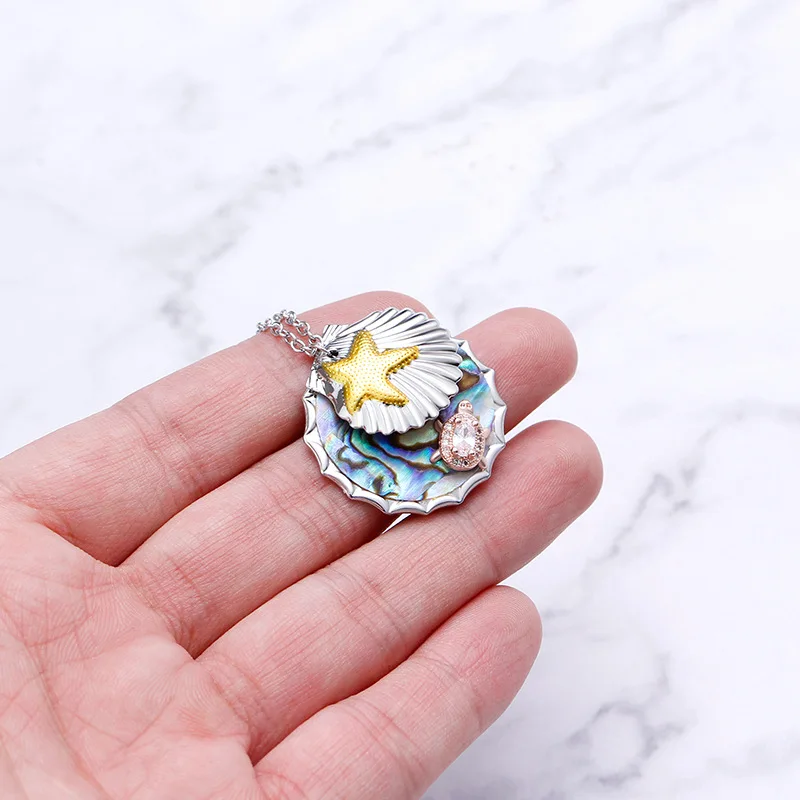 

Doreen Box Copper Silver Color Enamel Sea Shell Starfish Turtle Pearl Pendants Necklace Women Party Bohemian Vintage Jewelry