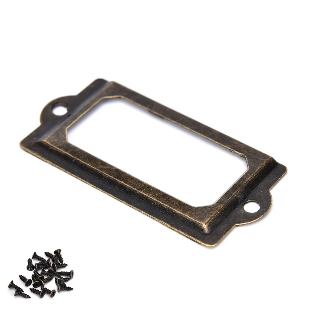 12Pcs Antique Brass Metal Label Pull Frame Handle File Name Card Holder For Furniture Cabinet Drawer Box Case With Screws Set 12Pcs Antique Brass Metal Label Pull Frame Handle File Name Card Holder For Furniture Cabinet Drawer Box Case With Screws Set