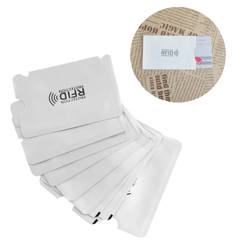 

5Pcs White Anti RFID Blocking Reader Credit Cards Protection Aluminium RFID Protection Safety ID Bank Card Case Card Sleeve 2019