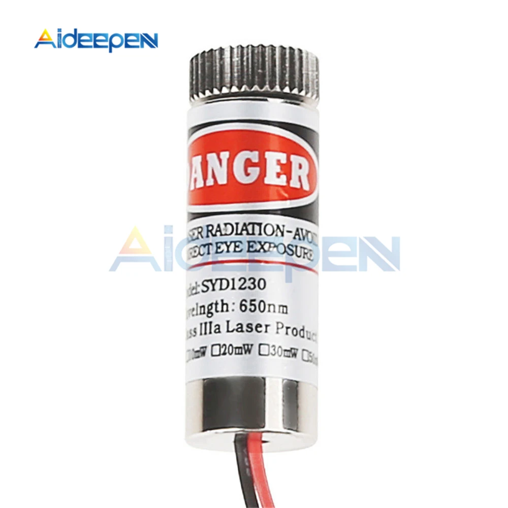 Adjustable Beam 650nm 5mW Red Line Laser Module Head Glass Lens Focusable Industrial Class 3-5V