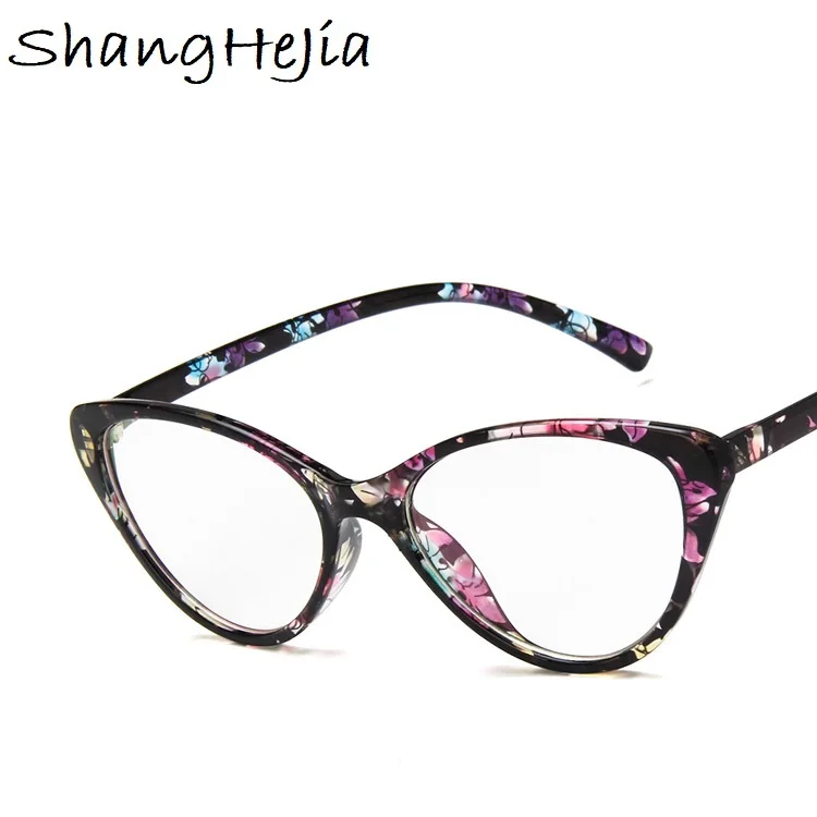 Оправа для очков в стиле кошачьи глаза прозрачные линзы женские Брендовые очки Оптическая оправа близорукость ботаник черные фиолетовые очки