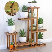 5 Tier Indoor Outdoor Wooden Plant Flower Shelf Stand Garden FlowerPlanter Rack Nursery Pot Holder Hom Balcony Display Rack