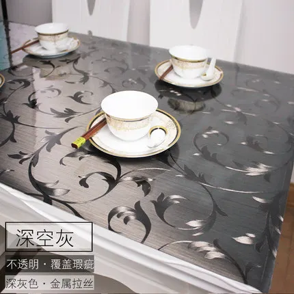  1mm High Quality Pvc soft glass tablecloths kitchen table mats for Party Home table cover Heat resi