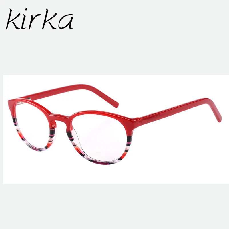 Кирка ацетатные женские очки оправа круглая оправа очки прозрачные линзы оптические очки для близорукости очки для чтения декоративные оправы - Цвет оправы: A15295C3