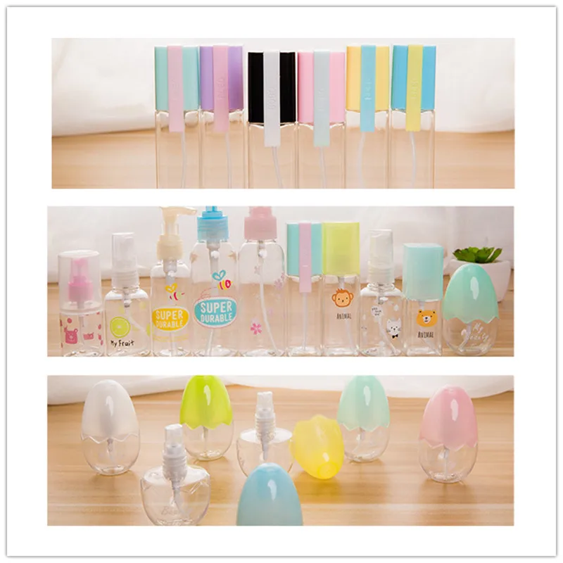 

35ml/50ml Travel Transparent Cartoon Plastic Spray Refillable Bottle Small Mini Empty Reusable Skin Care Moist Perfume Atomizer