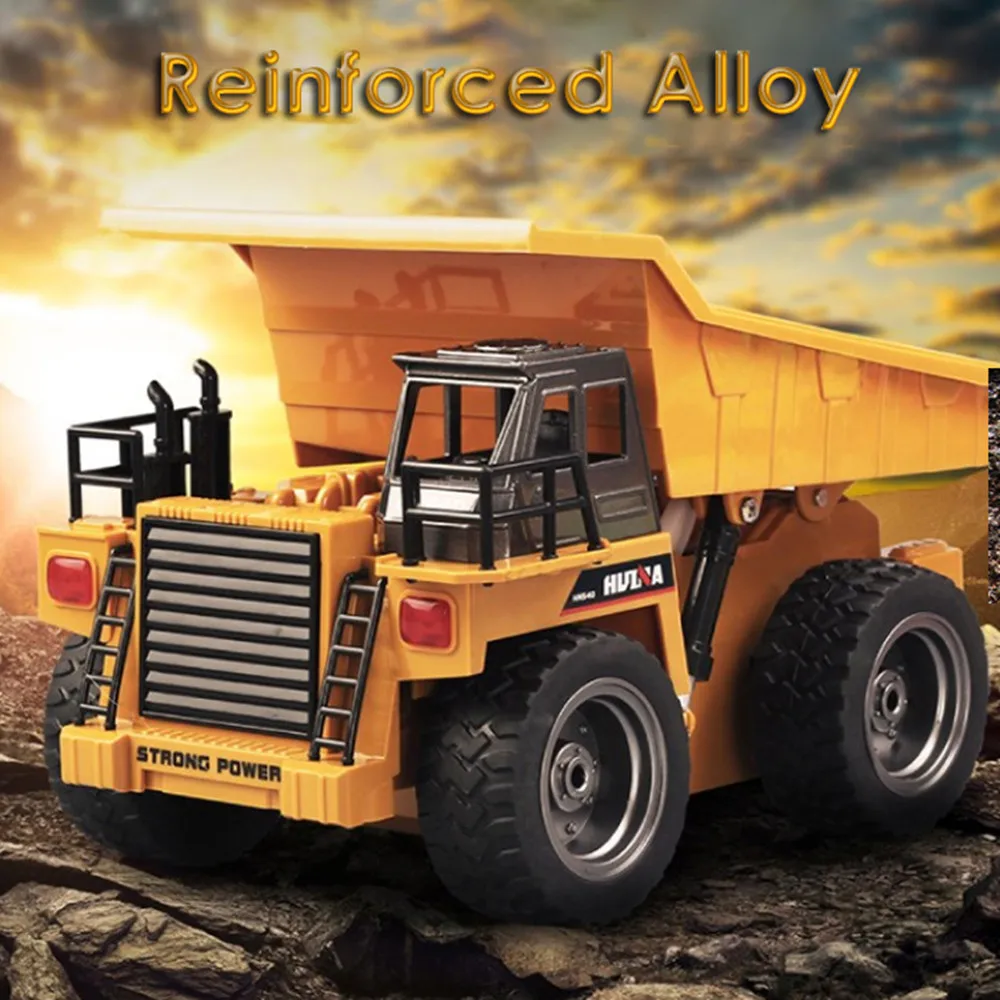 

1540 1:18 2.4G 6CH RC AlloyDump Truck Reinforced Alloy Rotate RC Excavator Engineering Car Remote Control Cars Boys Gifts HUINA