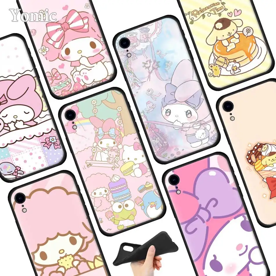 

Sanrio Black Soft Case for Apple iPhone XR 7 8 6 6S Plus X XS MAX 5 5E 5S Silicone Phone Case Cover