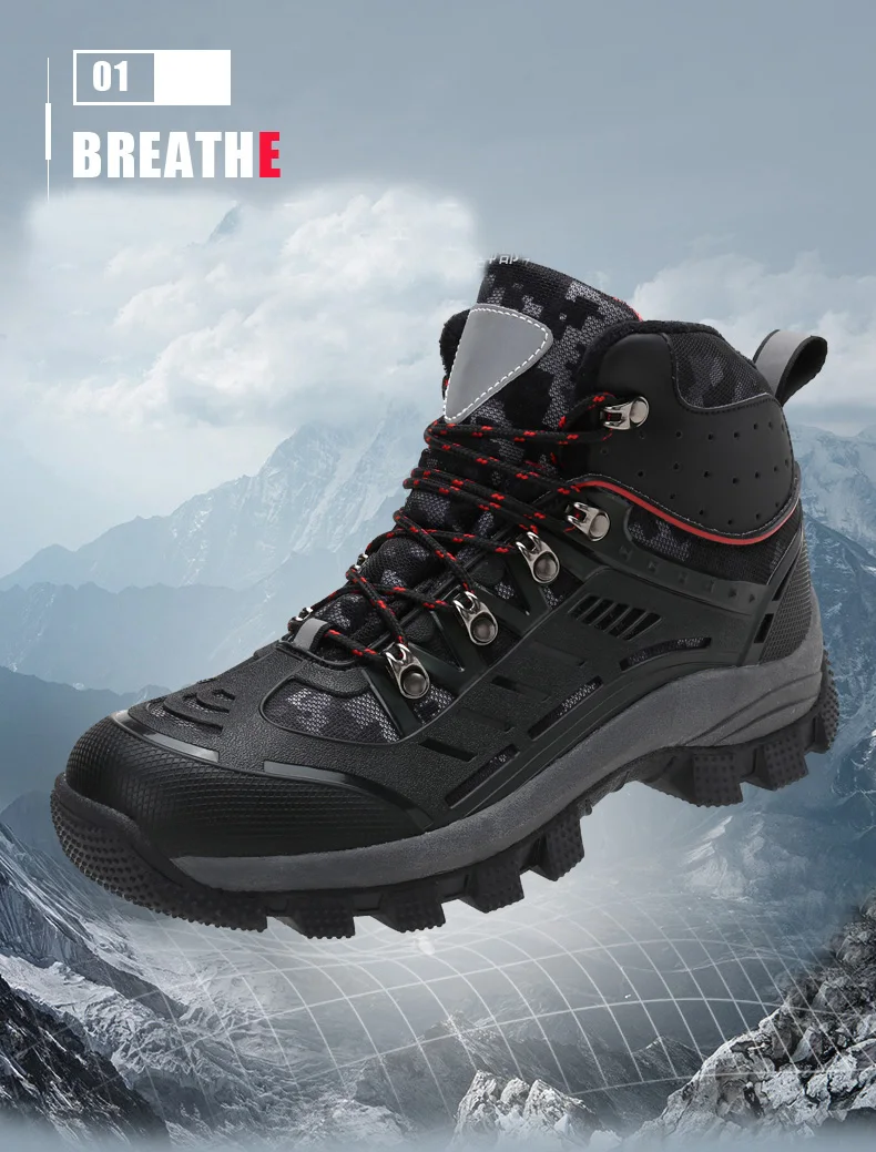 Новое поступление, зимняя походная обувь, натуральная кожа, уличные ботинки, треккинг, на шнуровке, для альпинизма, мужские кроссовки для охоты, мужские, для ходьбы