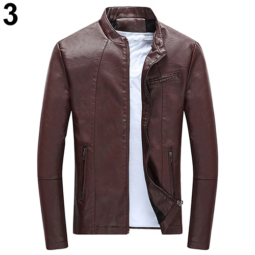 الرجال أزياء الشتاء عارضة صالح سليم بارد سستة جيب فو سترة جلدية معطف