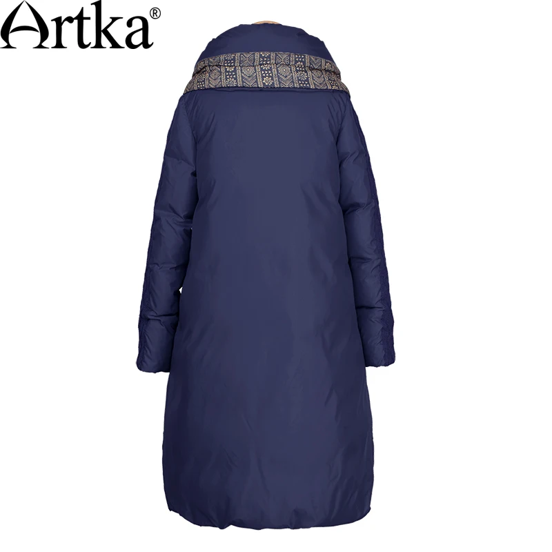 Kopen ARTKA Winter Jas Vrouwen 90% Eendendons Jas 2018 Warm Parka Vrouwelijke Lange Down Jas Gewatteerde Jas Met Afneembare Sjaal ZK15357D
