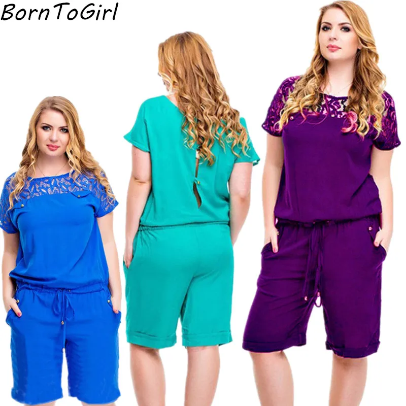 Summer Women Office Work Jumpsuits Casual O Neck Black Red