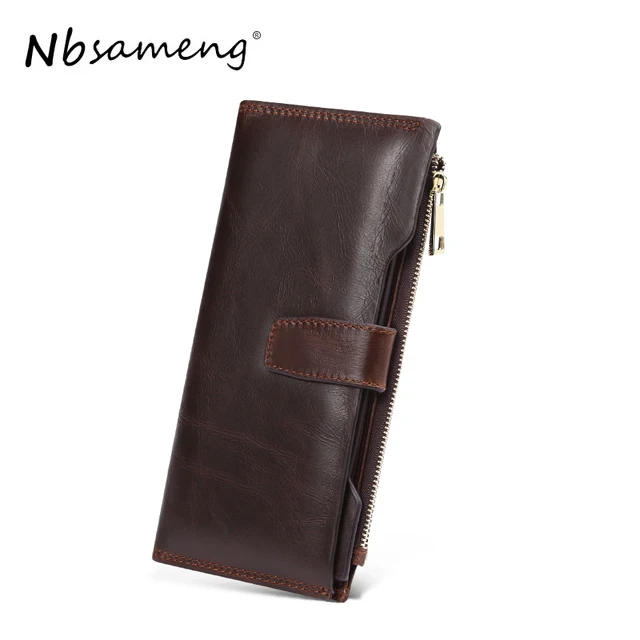 

NBSAMENG Genuine Leather Fashion Brand Multi-function Business Smart Phone Wallet Money Bag Handbag Carteira Masculina