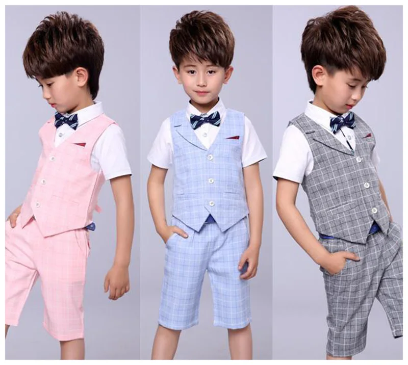 summer boys vest set children short-sleeved clothing set boys suits for weddings (6)