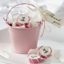 80 шт./лот прекрасный розовый мини ведра Baby Shower коробка конфет свадебной мини ведро Олово ведра для Украшение стола