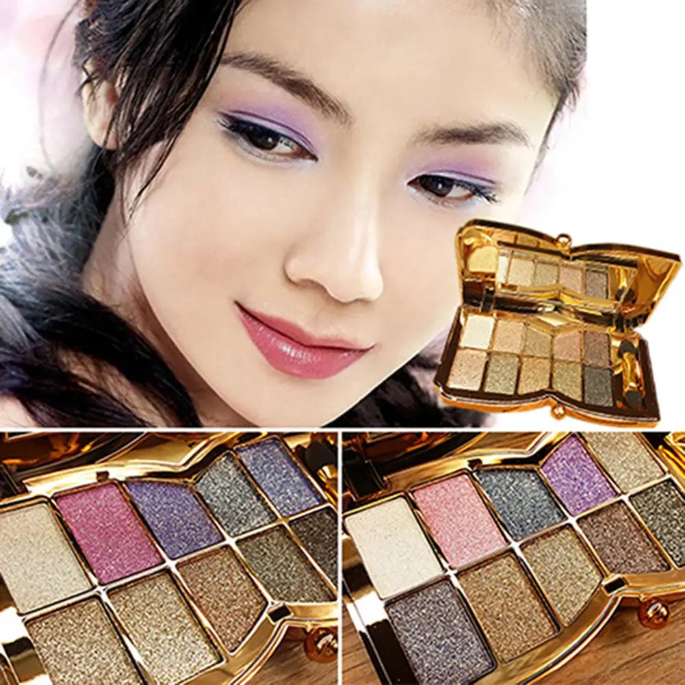 

Colour Geometry 10 Colors Shimmer Glitter Eyeshadow Makeup Palette with Brush