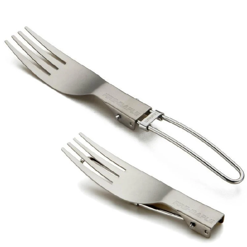 Hot Sale Titanium Fork Folding Knife Fork Spoon Outdoor Cutlery Portable Camping Tablewares Fire