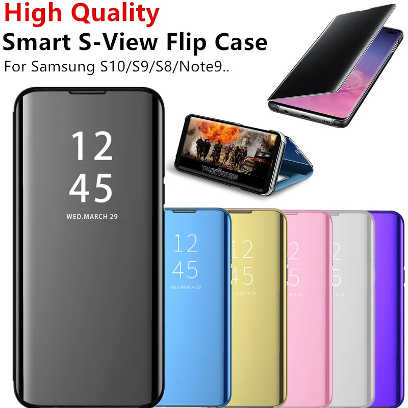 

Smart Mirror View Flip Clear Cover For Samsung Galaxy S10 S9 S8 Plus Case lite Note 9 8 S7 S6 Edge J8 J6 A9 A8 A6 2018 Cases