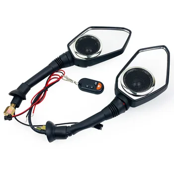 

10mm 8mm Motorcycle Mirror Bluetooth audio Rear view Side Mirrors Scooter Speakers FM Radio MP3 Music Player Anti-theft Alarm