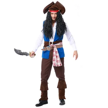 

New Export Halloween Cosplay Pirate Uniforms Men's Pirate Jack Pirate Captain Costume Halloween Men's Game Suit L1872797