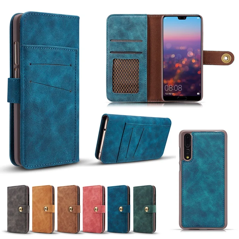 

For Huawei P20 Pro Case PU Leather Detachable Multifunction Separate 2 in 1 Flip Cover For Nova 3e P20Lite Business Wallet Shell