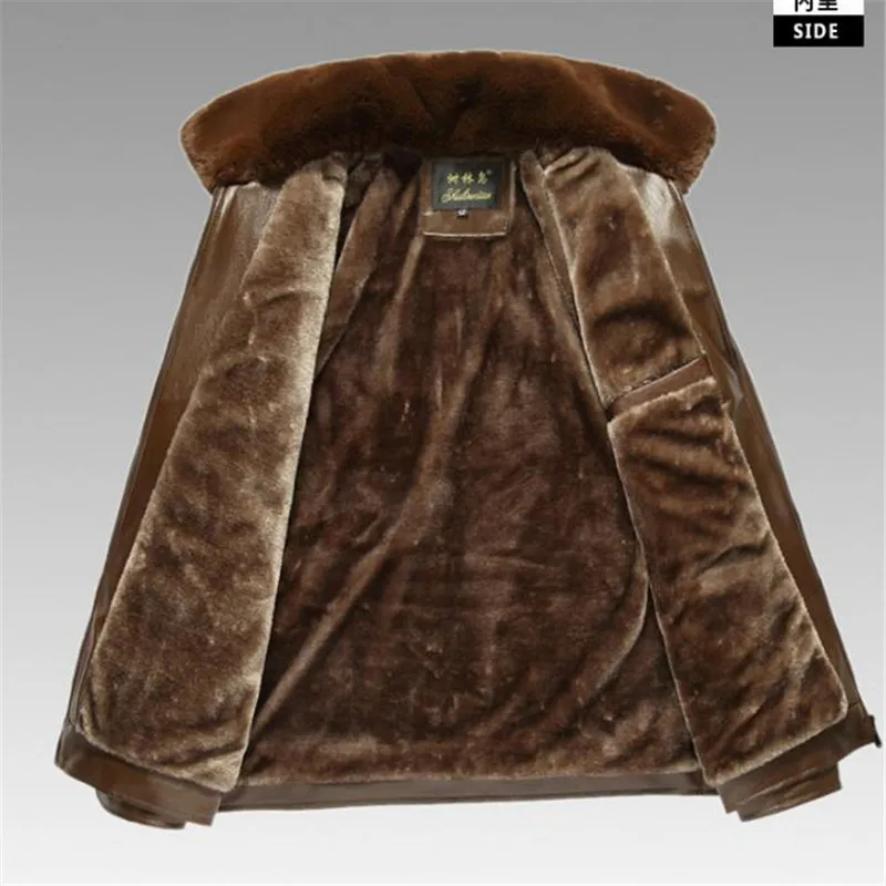 Зимняя кожаная куртка для мужчин, утолщенная теплая ветрозащитная верхняя одежда, мужская верхняя одежда из искусственного меха, мужские кожаные куртки и пальто, 5XL размера плюс