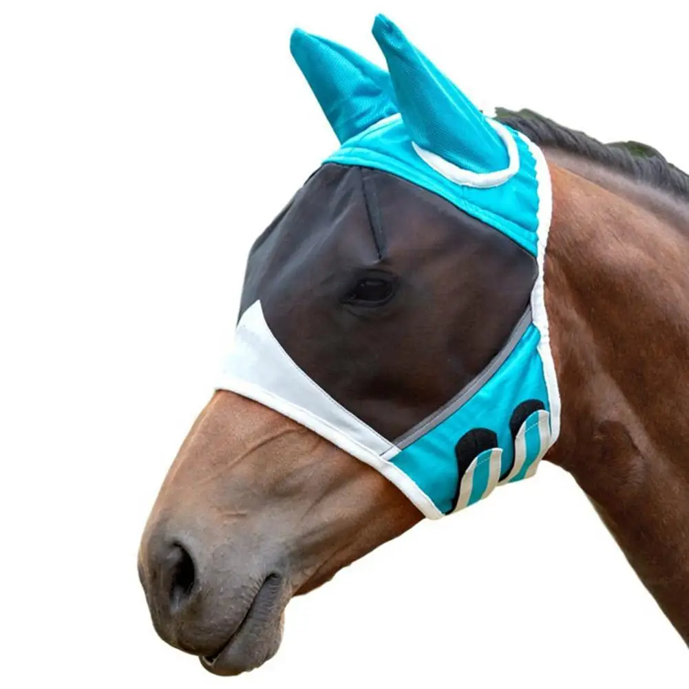 

Horse Fly Mask Half Face Shield Mesh Horse Mask Ear Cover Anti Mosquito Fly Insects Horse Mask Protective Cover Pet Supplies