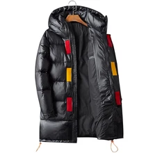 Новое поступление, зимние высококачественные длинные куртки с капюшоном из 80% белого утиного пуха, мужские водонепроницаемые парки с буквенным принтом. B55