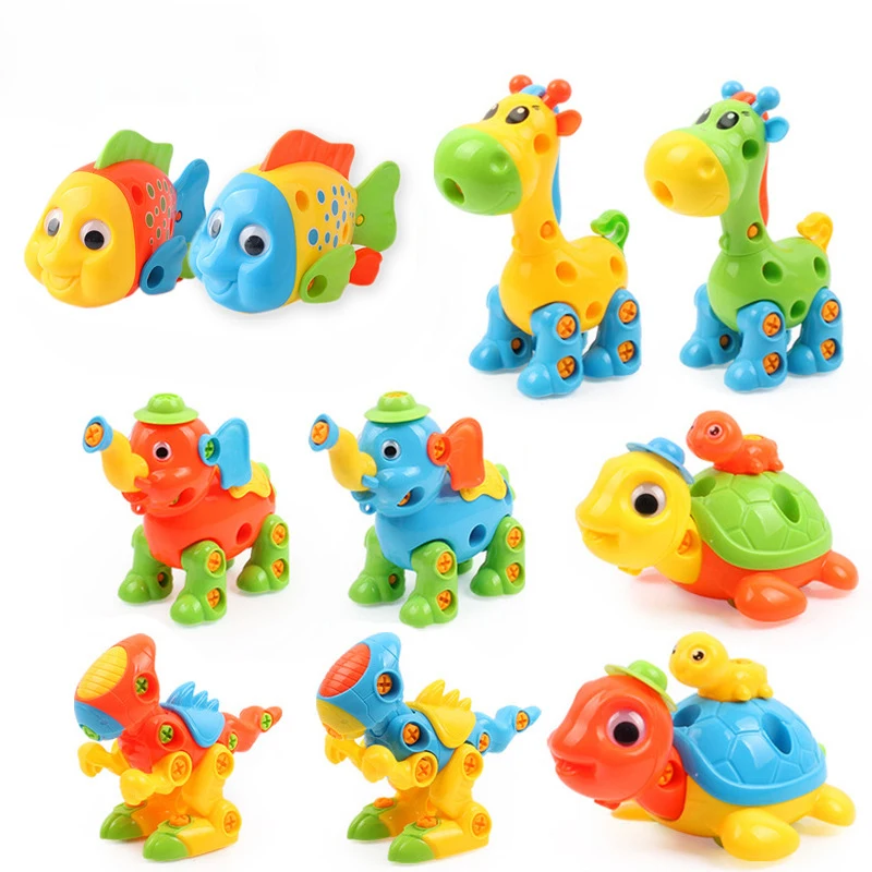 

2018 Kids Model Kit Assembly Educational Toys Cartoon Dinosaur Elephant for Children Funny Game Birthday Boys Girls random color